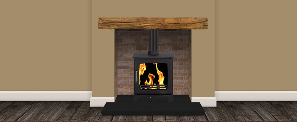 stove with beam in room