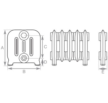 Duchess 4 column cast iron radiator measurements