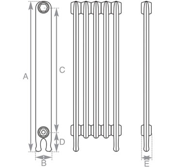 Narrow Eton cast iron radiator measurements