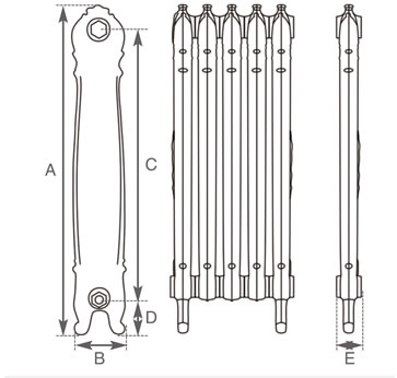 Antoinette cast iron radiator measurements