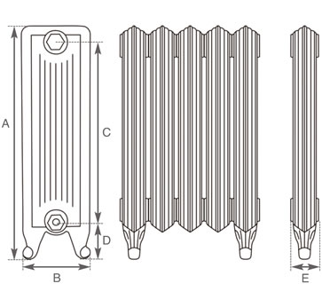 Churchill cast iron radiator measurements