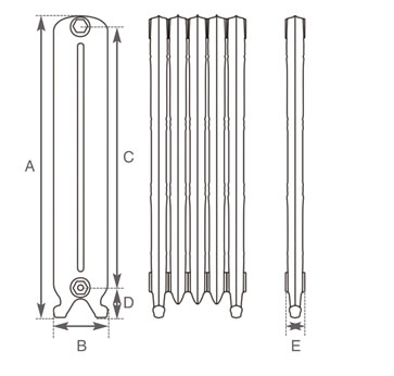 Orleans cast iron radiator measurements