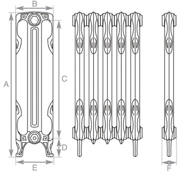Liberty cast iron radiator  measurements