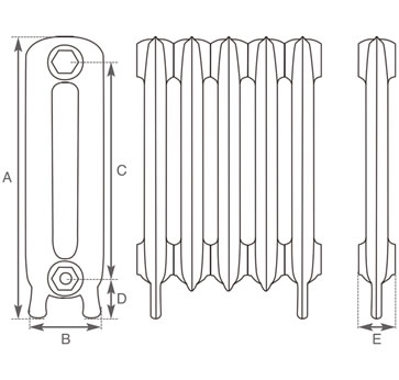 Princess cast iron radiator measurements