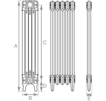 Deco cast iron radiator measurements