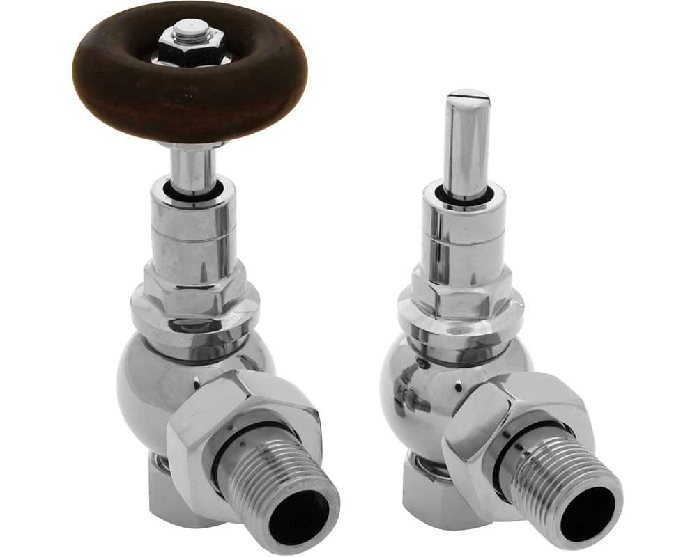 manual cast iron radiator valve in chrome finish detail