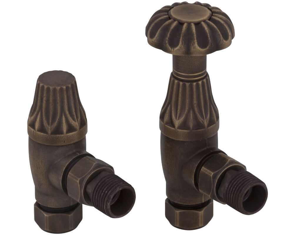 Crocus antique brass radiator valves