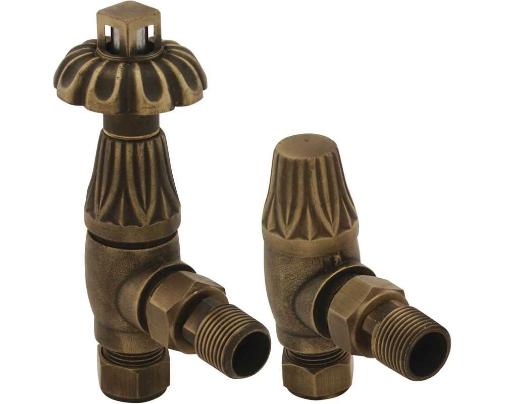 thermostatic radiator valve in brass close up