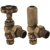 Daisy Wheel manual radiator valve in antique brass