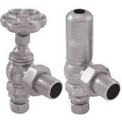 Daisy Wheel cast iron radiator valve in satin nickel
