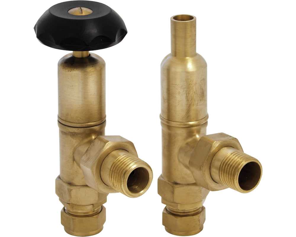 manual radiator valves in brass close up