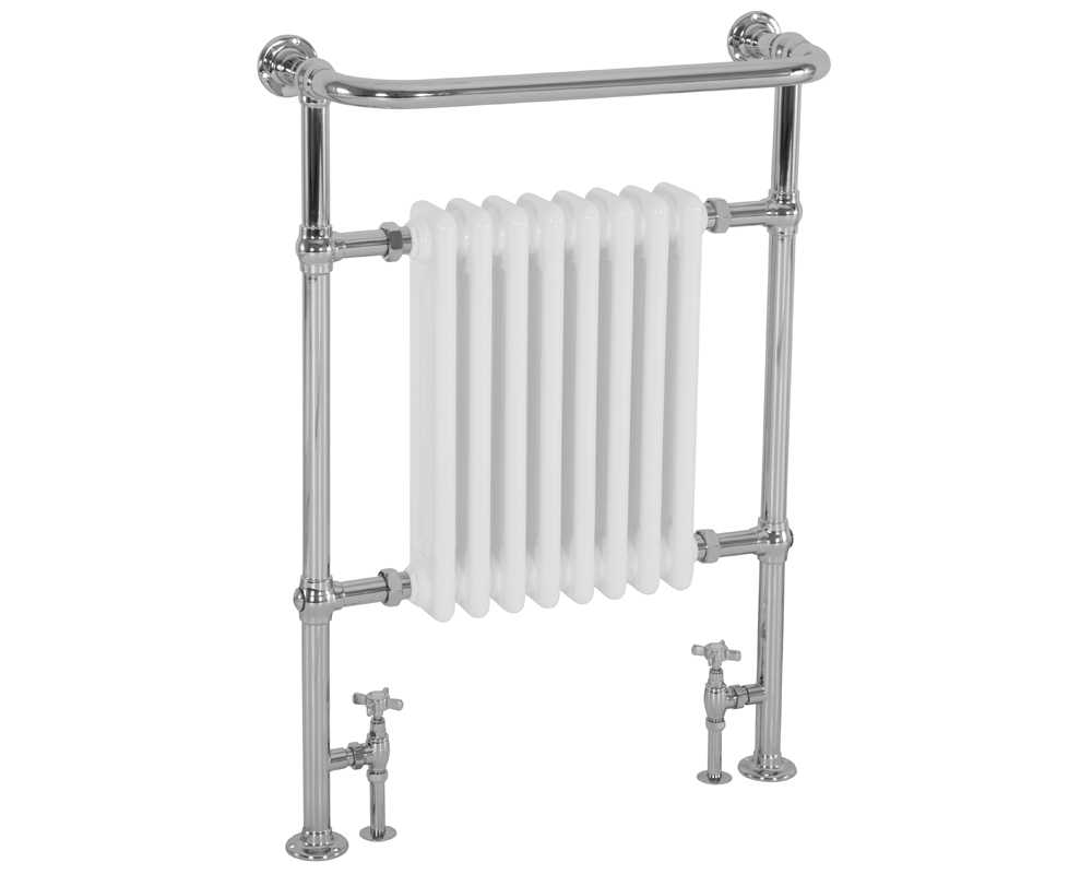 Welbourne towel rail with chrome finish and white radiator