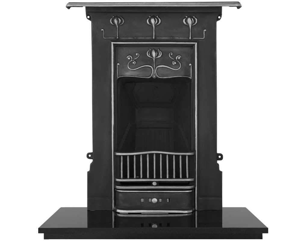 Abbot combination cast iron fireplace in high polish