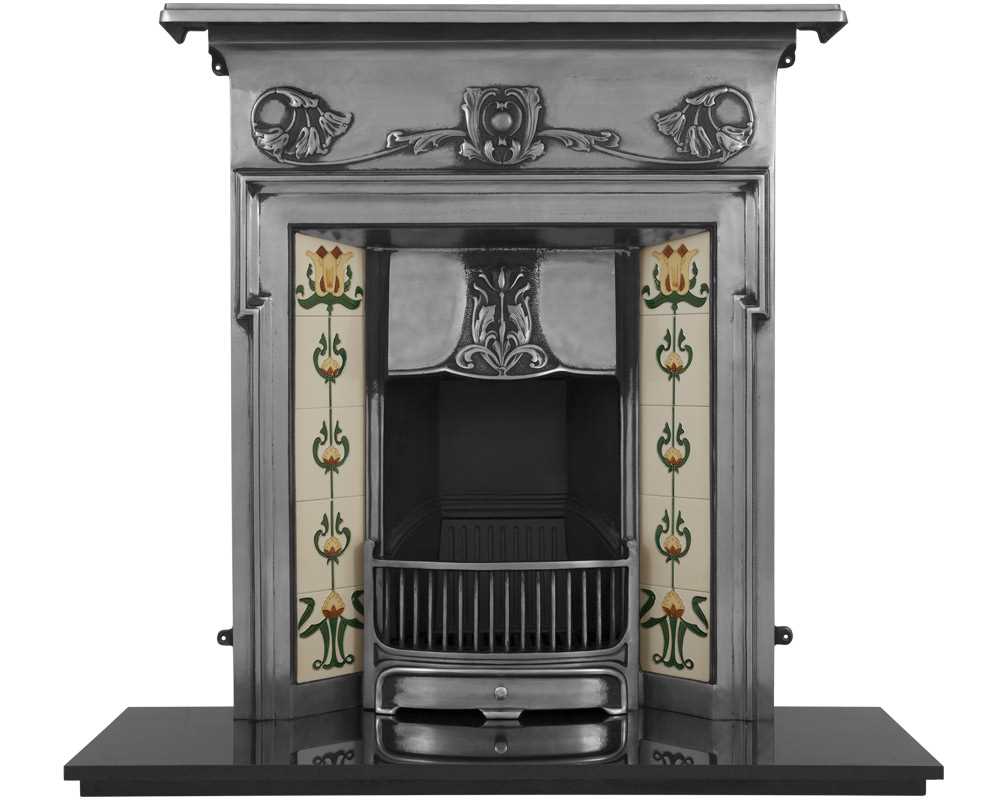 Morris cast iron combination fireplace with tiles in full polish