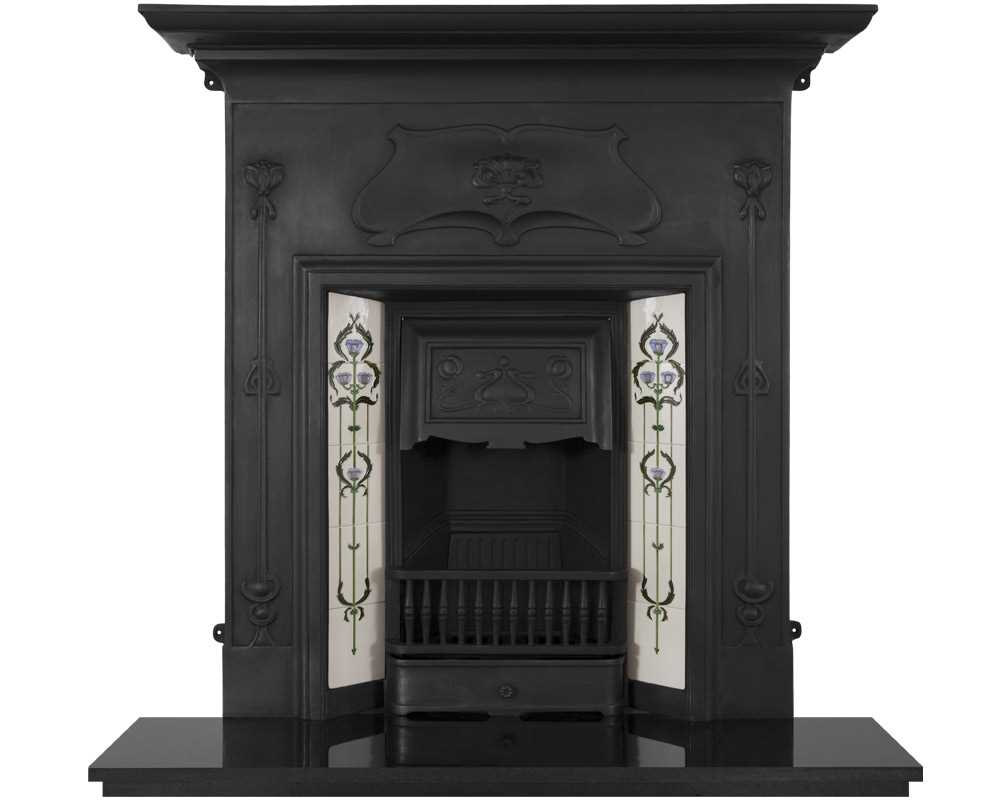 Verona cast iron combination fireplace in black