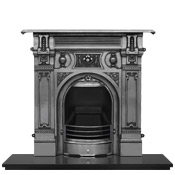 large Victorian cast iron combination fireplace in full polish