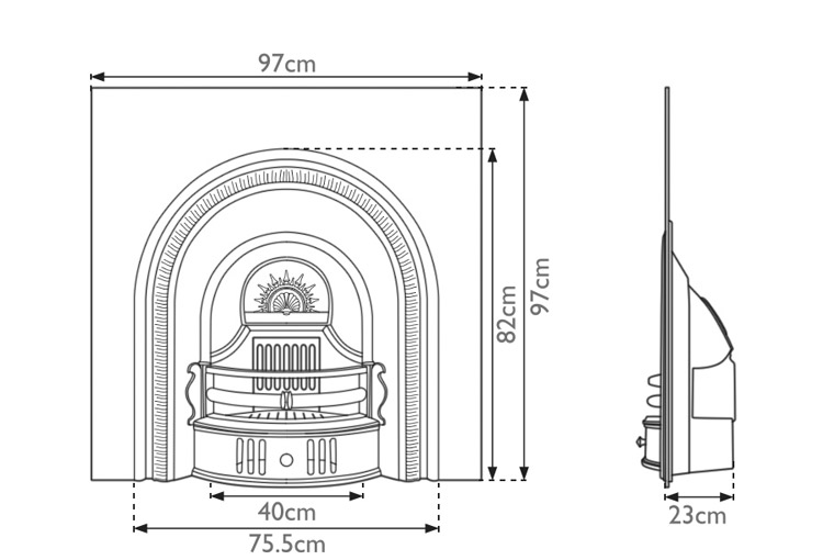 Beckingham fireplace insert measurements