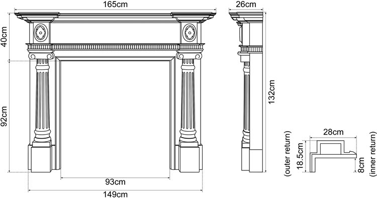 Ashleigh wooden fire surround measurements