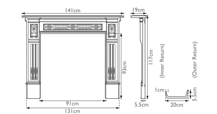 Albert cast iron fire surround measurements