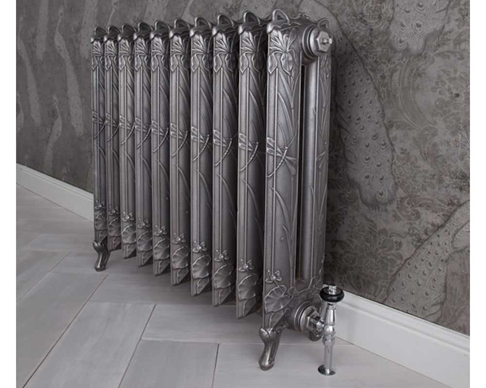 Dragonfly cast iron radiator in hand burnished finish