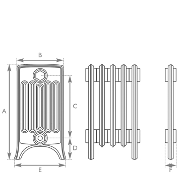 Rathmell 6 Column Cast Iron Radiator Measurements