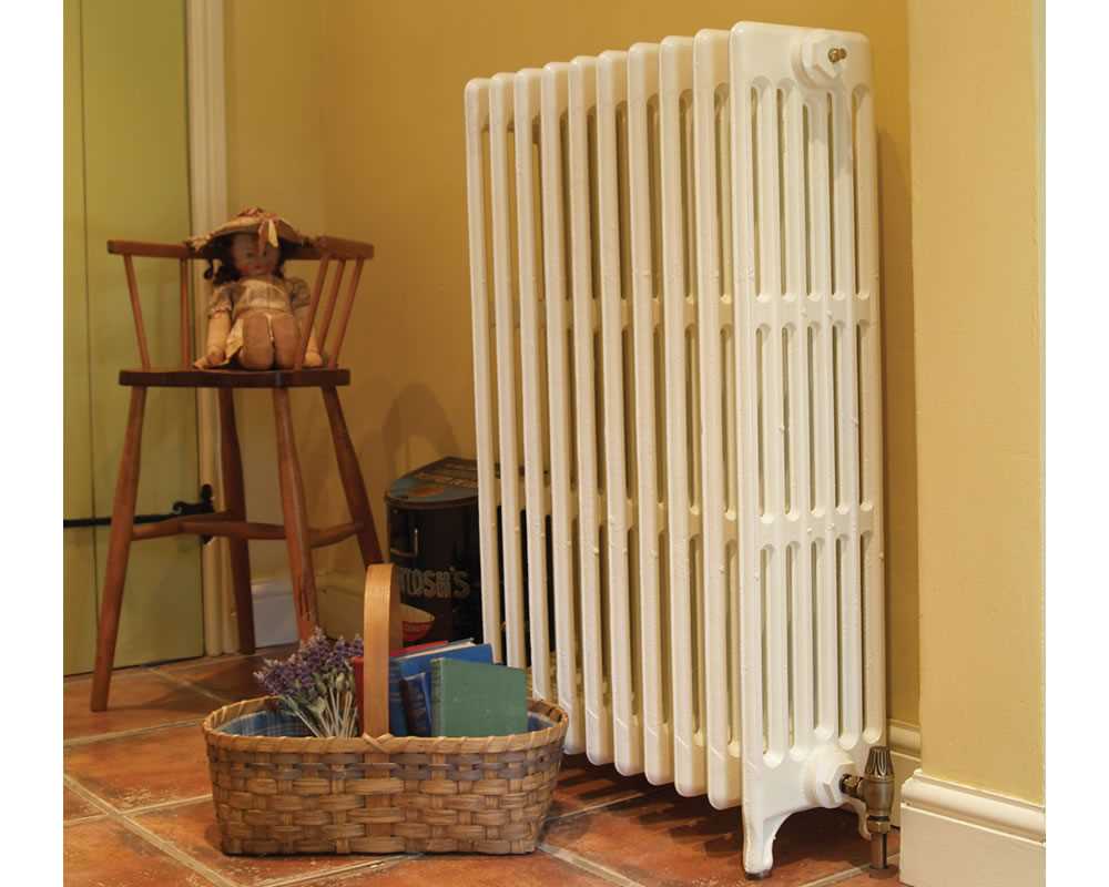 Victorian 6 column cast iron radiator in parchment white