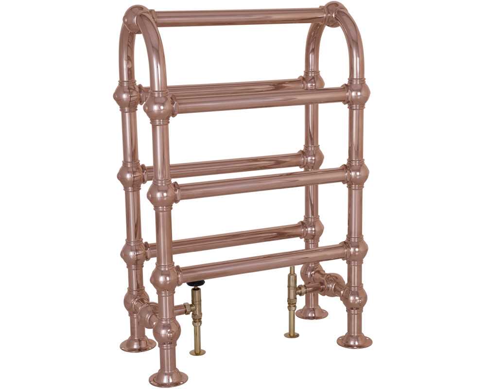 colossus steel towel rail in copper finish