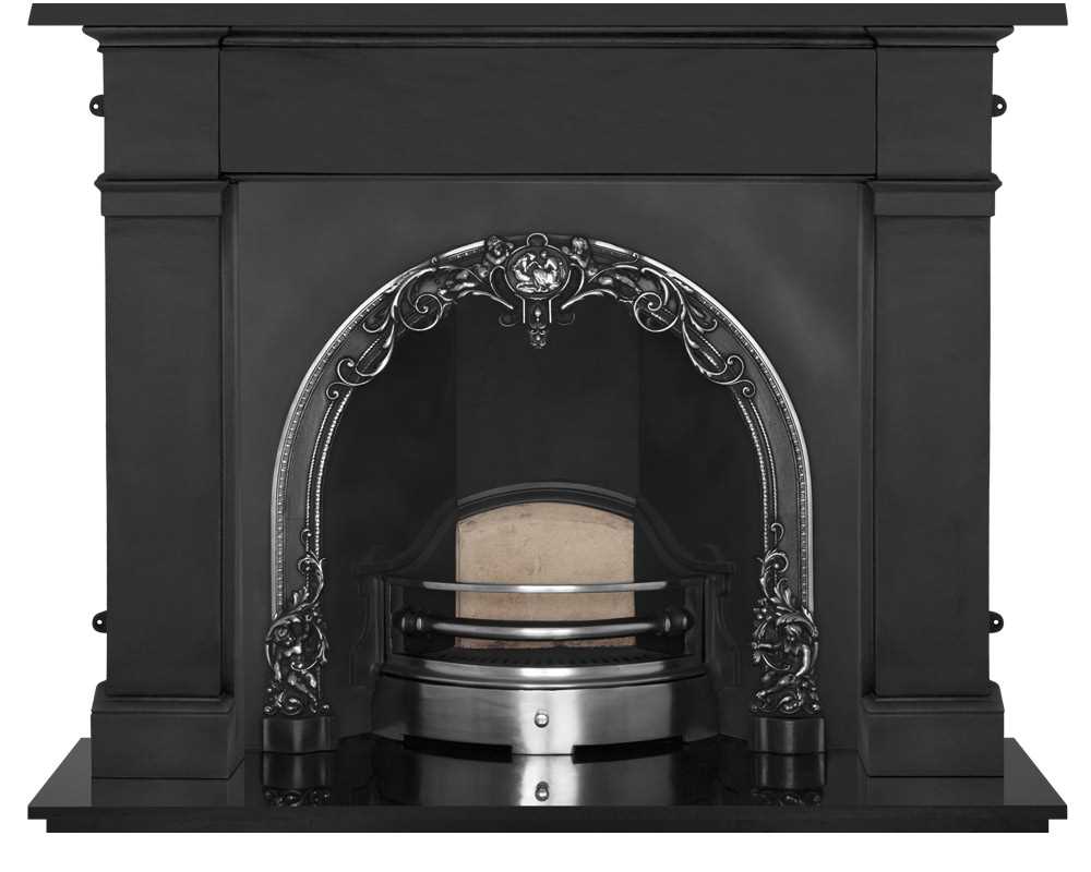 Cherub fireplace insert in highlight polish