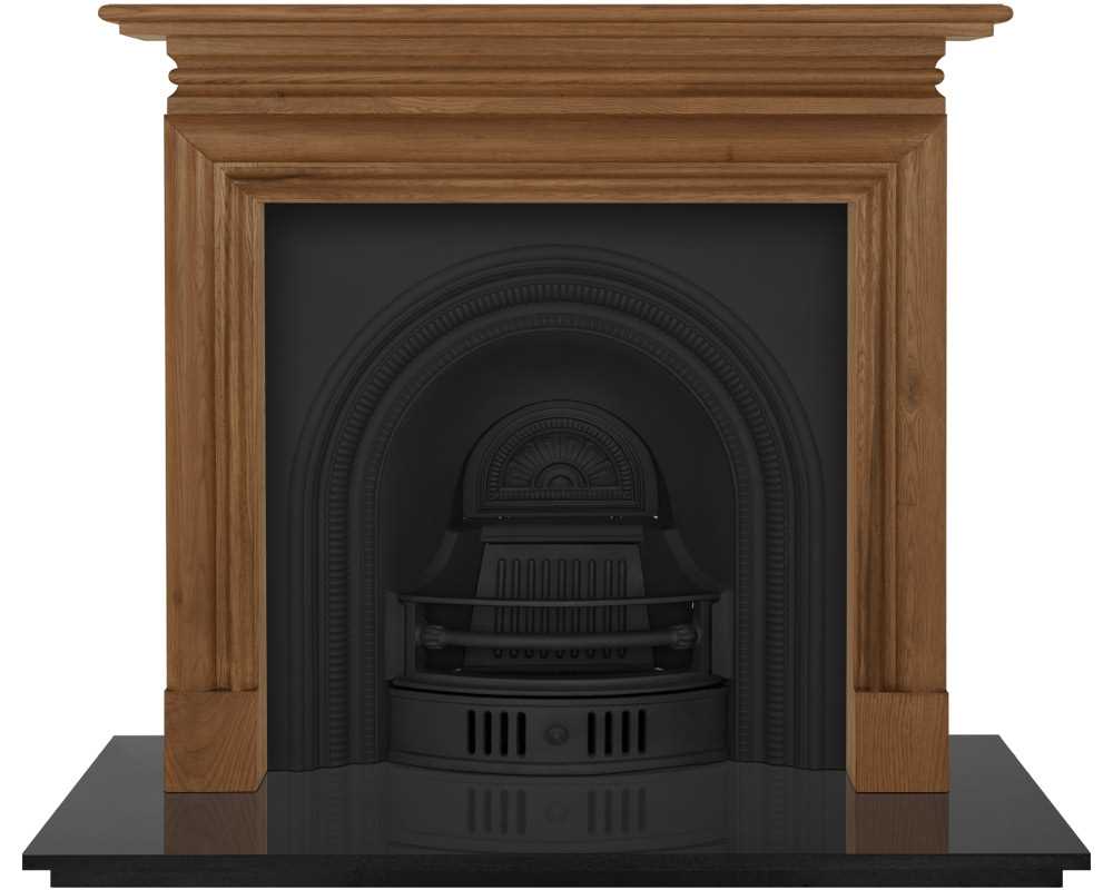 fireplace insert shown in black