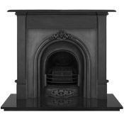 Prince fireplace insert in black with cast iron fireplace surround