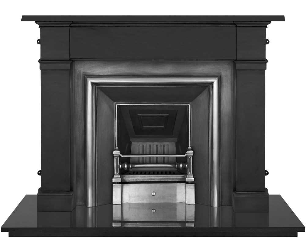 Royal cast iron fireplace insert in highlight polish with surround