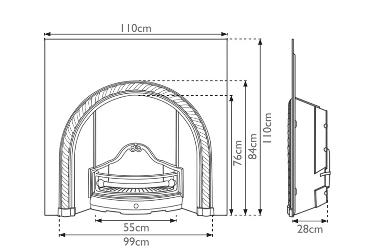 Westminster cast iron fireplace insert measurements