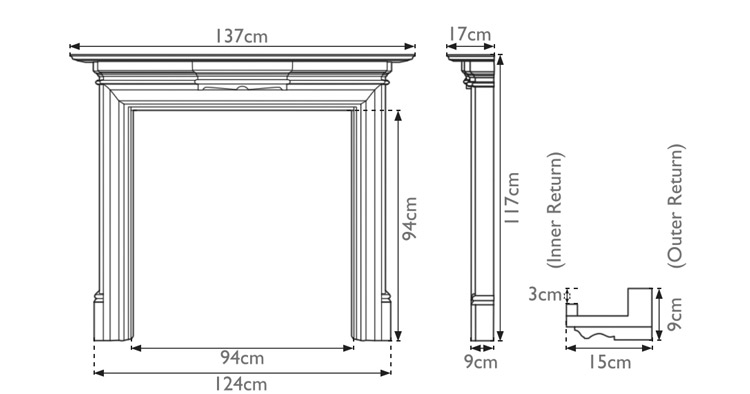 Grand wooden fire surround measurements