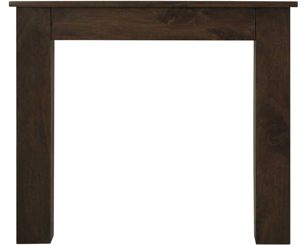 New England dark solid fruit wood fireplace surround with narrow opening