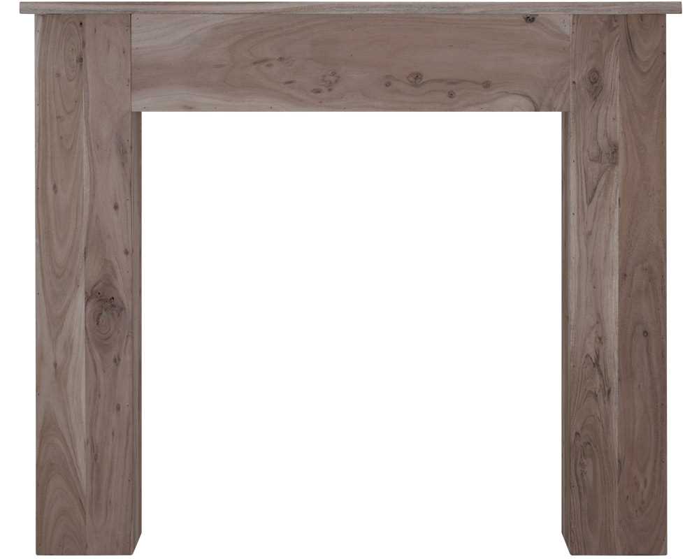 New England weathered acacia fireplace surround