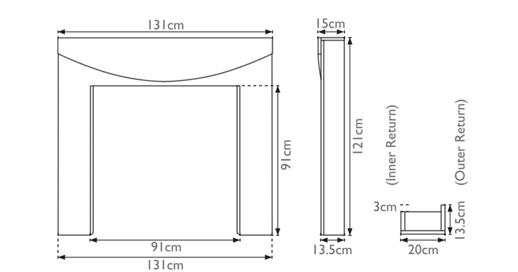 New Hampshire wooden fire surround measurements