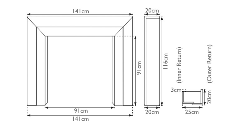 Vermont wooden fire surround measurements