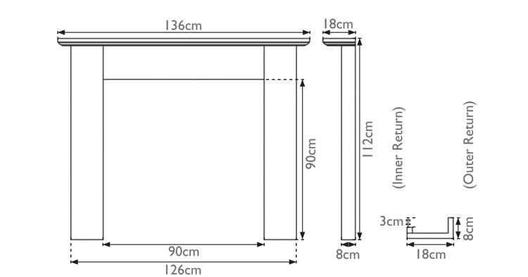 Wexford wooden fire surround measurements