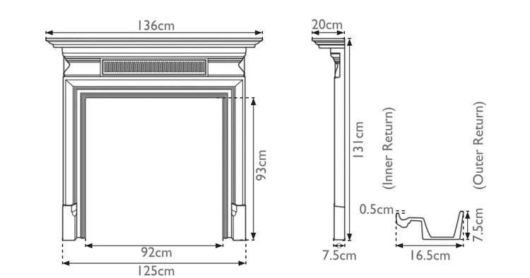 Belgrave cast iron fire surround measurements