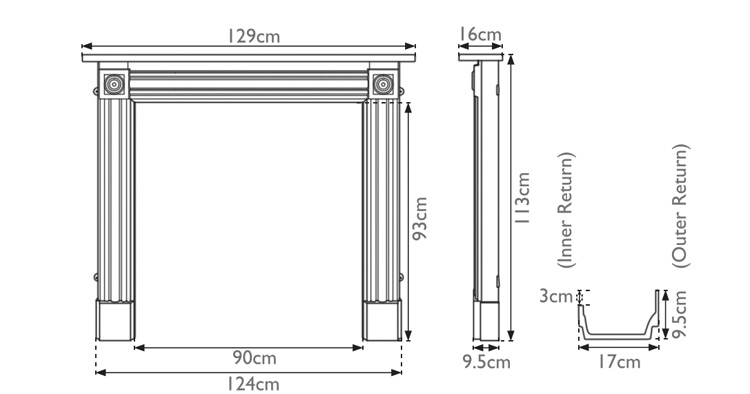  Regent cast iron fire surround measurements