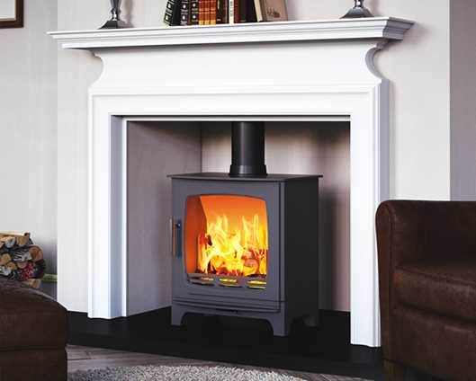 Carron eco revolution matt black stove with white surround