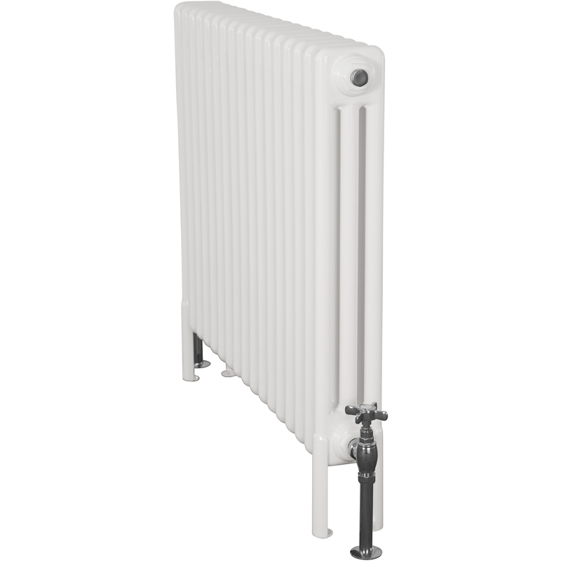 white steel column radiator with chrome valve