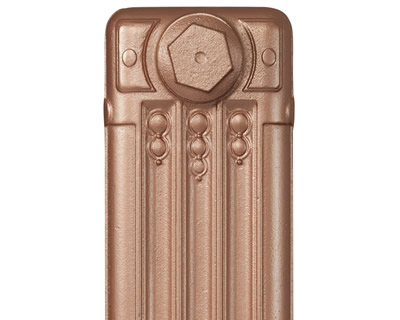 Deco cast iron radiator section in Roberson bronze