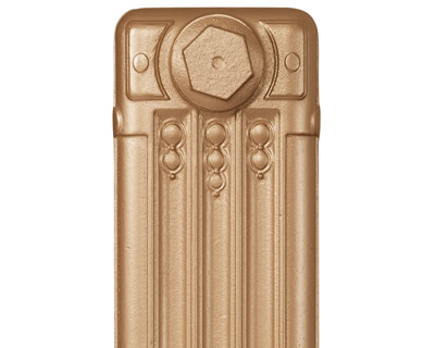 Deco cast iron radiator section in Roberson classic gold