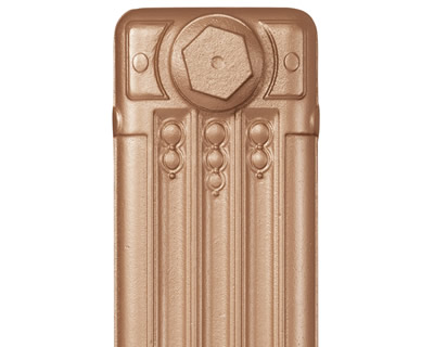 Deco cast iron radiator section in Roberson fine gold