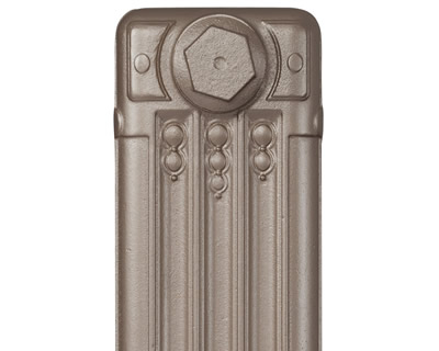 Deco cast iron radiator section in Roberson old silver