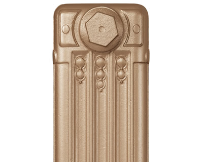 Deco cast iron radiator section in Roberson pale gold