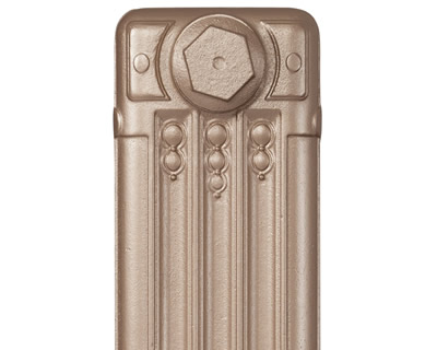 Deco cast iron radiator section in Roberson platinum