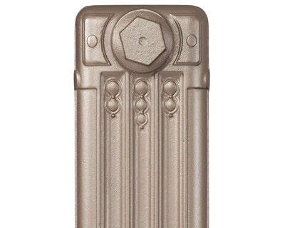 Deco cast iron radiator section in Roberson renaissance gold