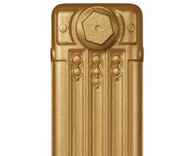 Deco cast iron radiator section in Roberson royal gold